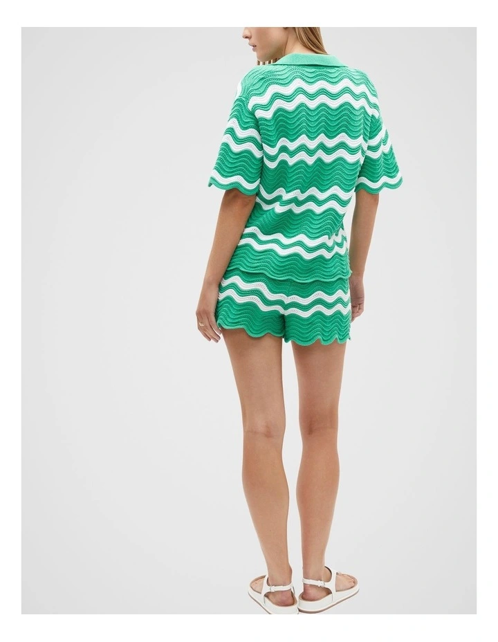 Crochet Boxy Polo in Deep Emerald image 2