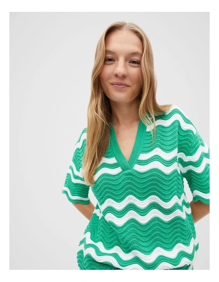 Crochet Boxy Polo in Deep Emerald image 3