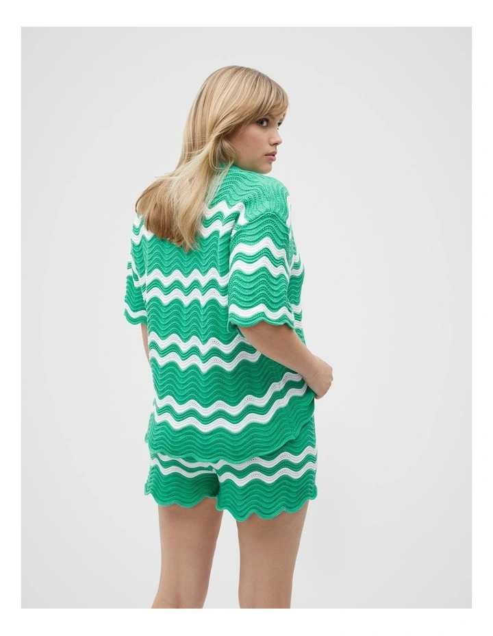 Crochet Boxy Polo in Deep Emerald image 6