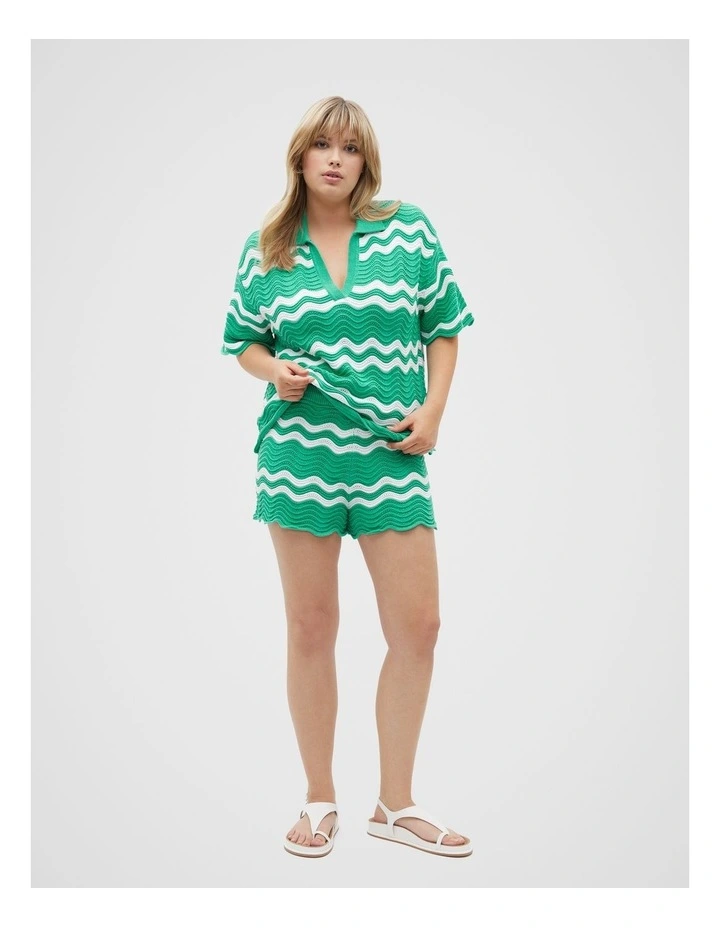 Crochet Boxy Polo in Deep Emerald image 7