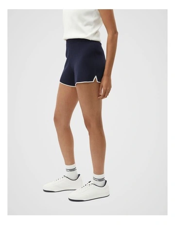 Crepe Knit Contrast Short in Midnight Sky