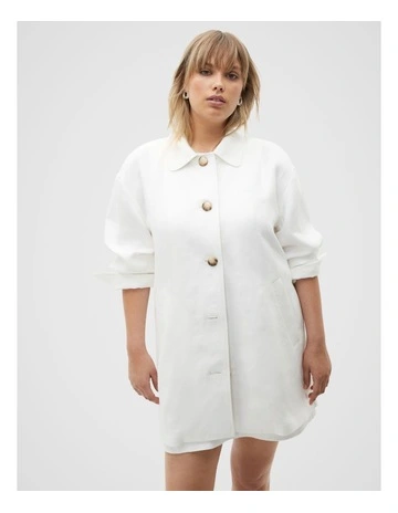 Linen Shacket in Whisper White