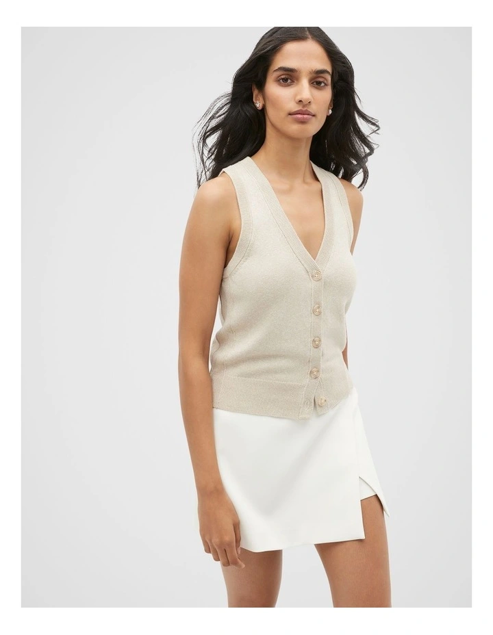 Knit Halter Vest in Cool Sand Twist image 1