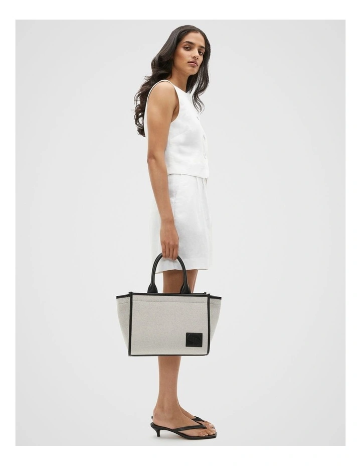 Framed Canvas Mini Tote Bag in Black Natural image 2