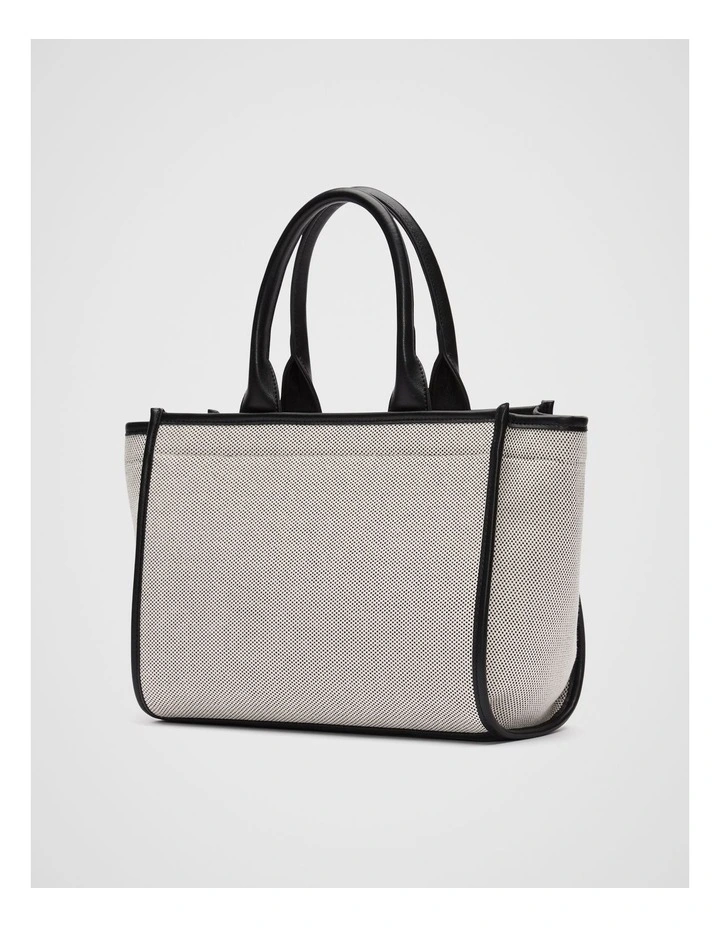 Framed Canvas Mini Tote Bag in Black Natural image 3