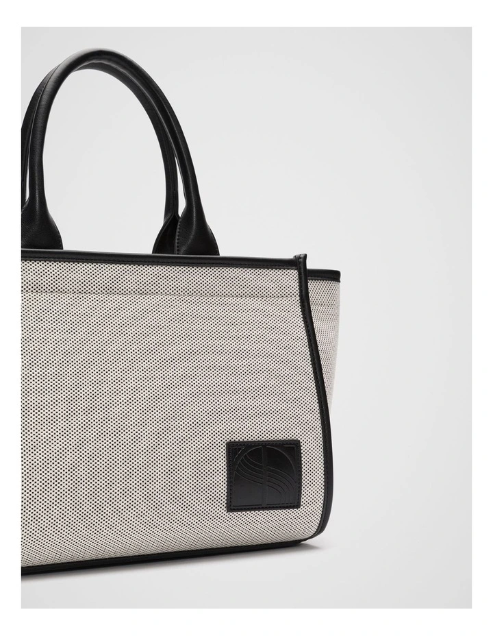 Framed Canvas Mini Tote Bag in Black Natural image 4