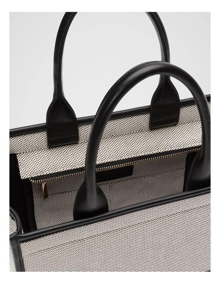Framed Canvas Mini Tote Bag in Black Natural image 5