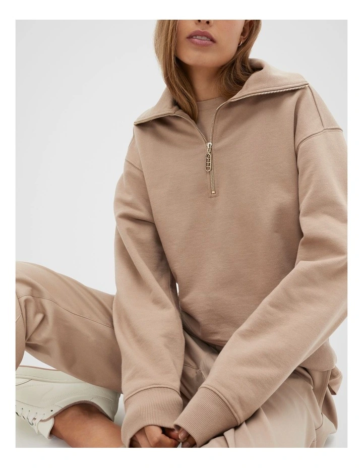 Core Half Zip Sweat in Cookie image 1