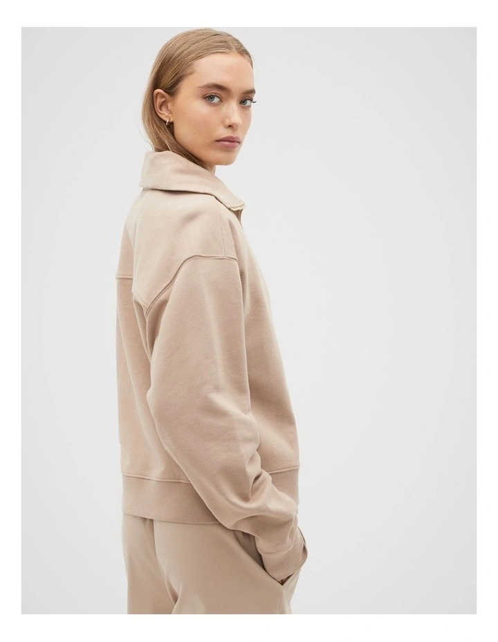 Core Half Zip Sweat in Cookie image 2