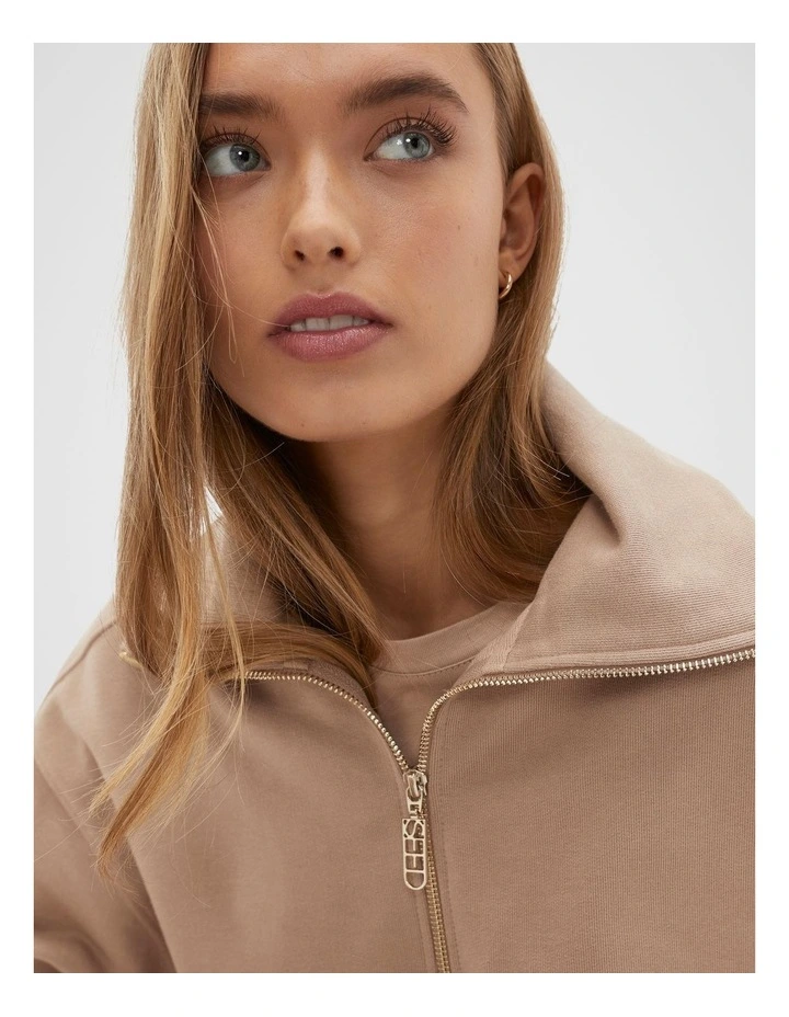 Core Half Zip Sweat in Cookie image 4