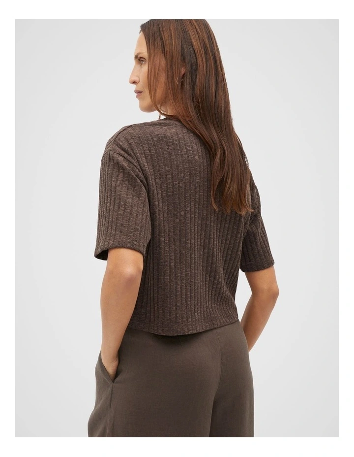 Textured Rib Boxy Tee in Dark Espresso Twist image 2