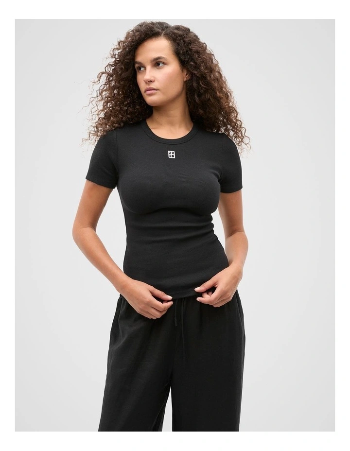 Rib Tee in Black image 1