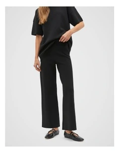 Crepe Knit Wide Leg Pant in Black
