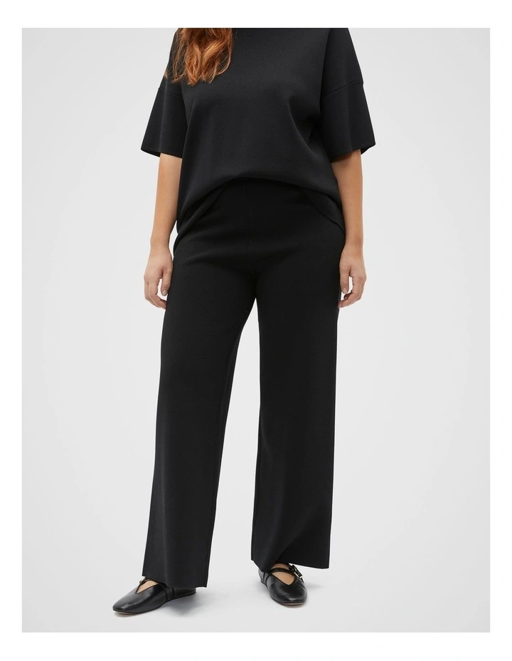 Crepe Knit Wide Leg Pant in Black image 5