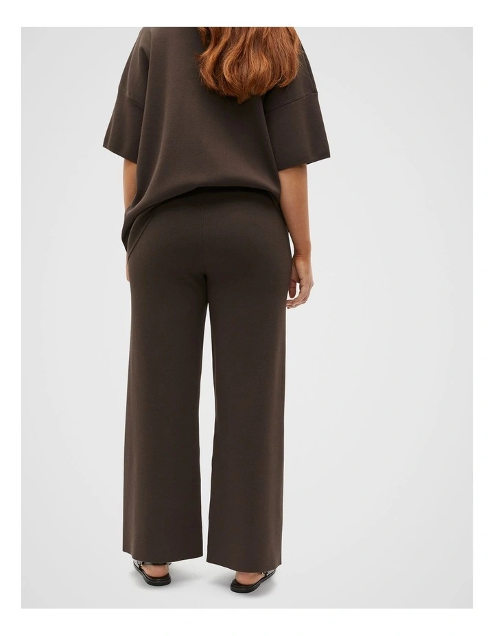 Crepe Knit Wide Leg Pant in Dark Espresso image 2