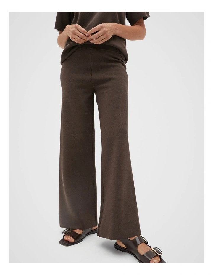 Crepe Knit Wide Leg Pant in Dark Espresso image 4