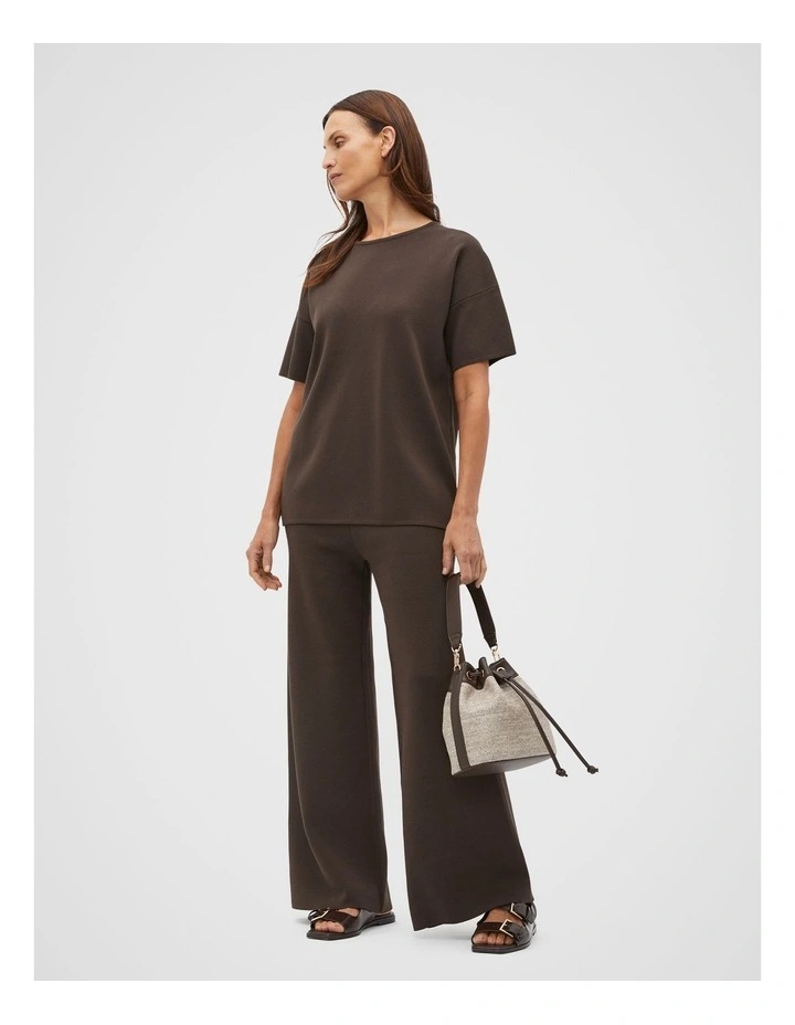 Crepe Knit Wide Leg Pant in Dark Espresso image 5