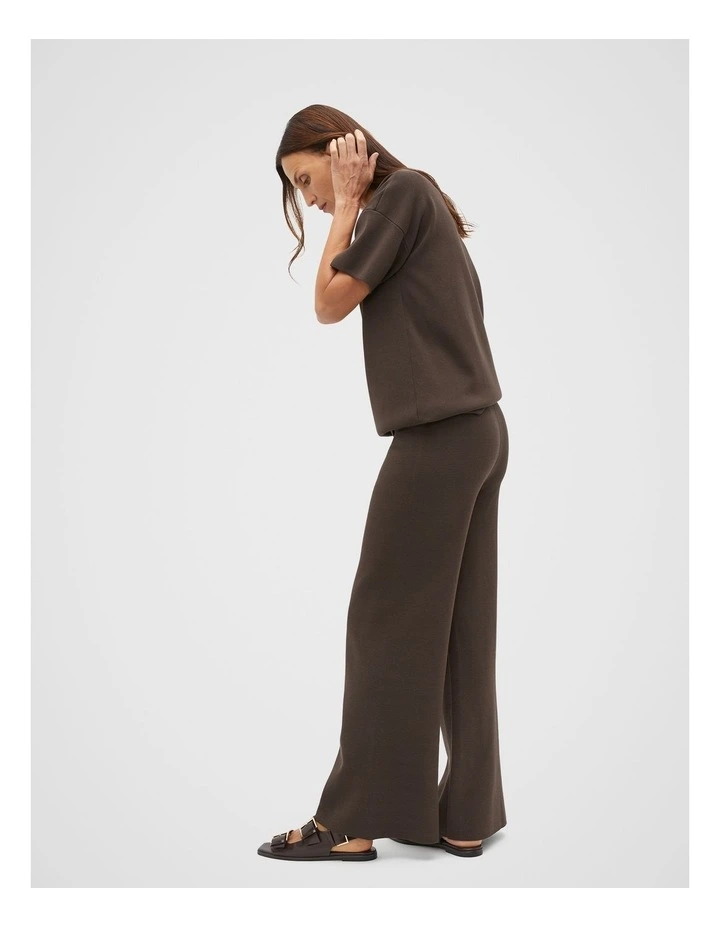 Crepe Knit Wide Leg Pant in Dark Espresso image 6