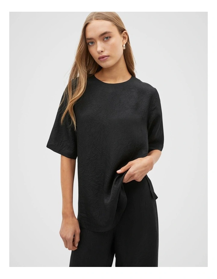 Textured Satin Top in Black image 1