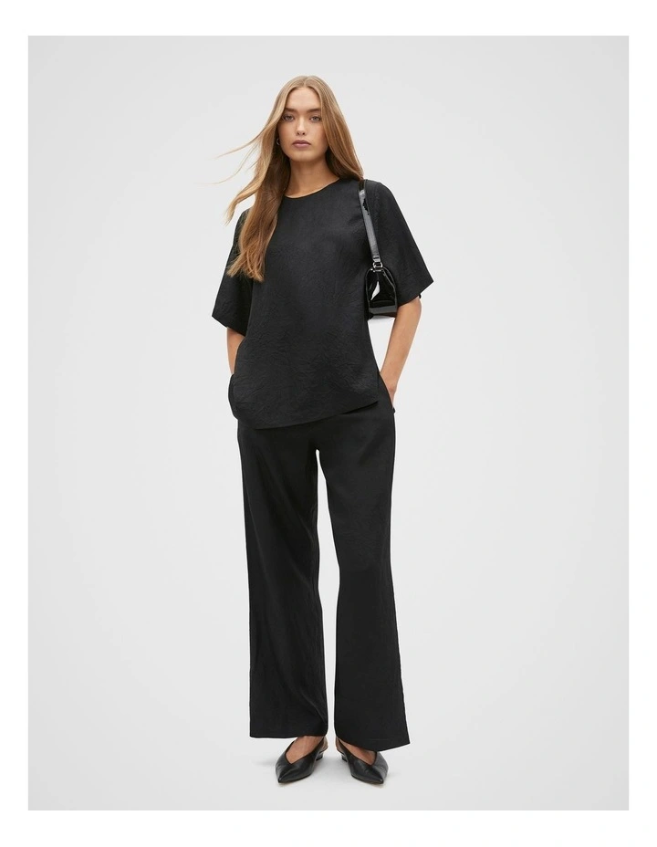 Textured Satin Top in Black image 3