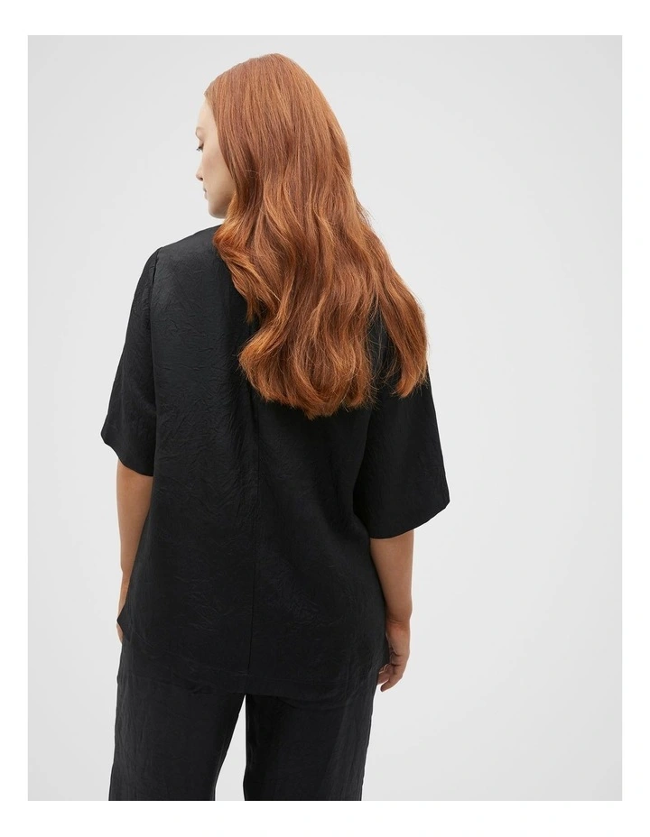 Textured Satin Top in Black image 6