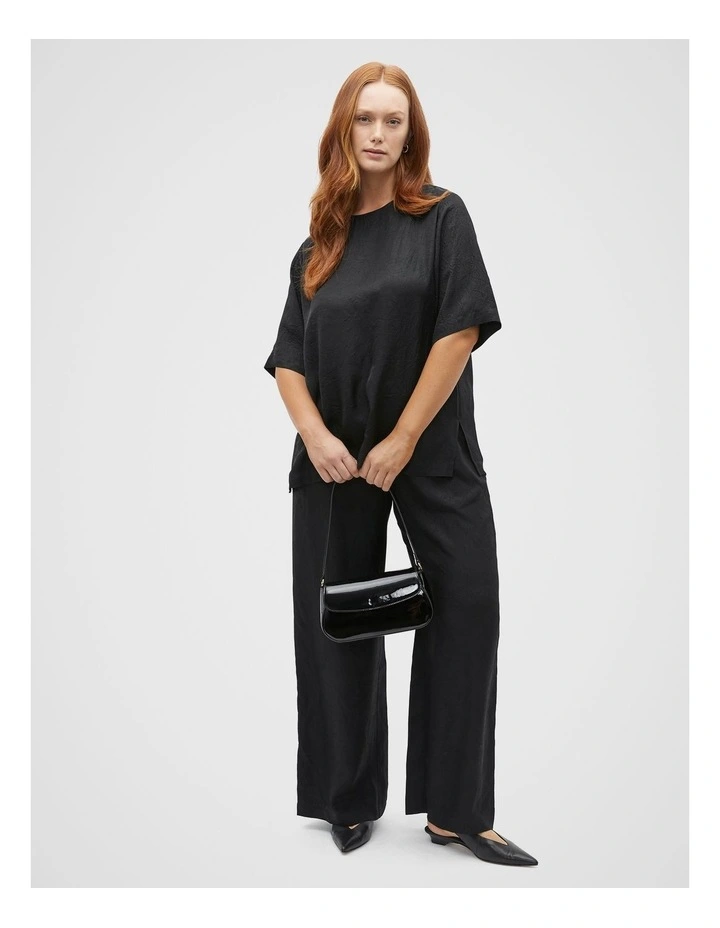Textured Satin Top in Black image 7