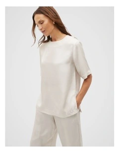 Textured Satin Top in Cream