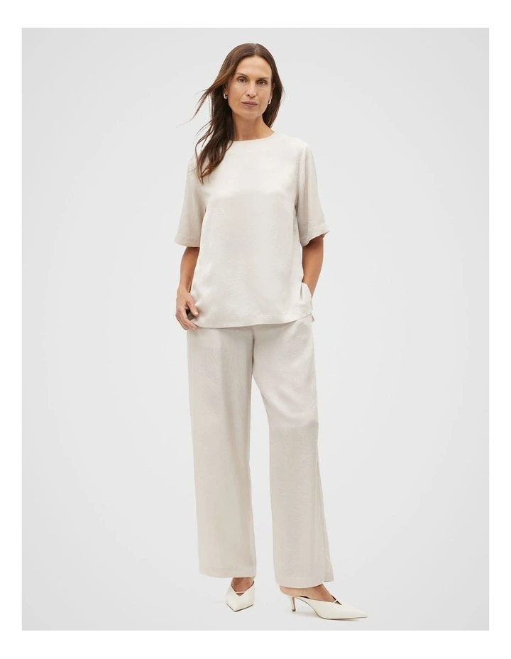 Textured Satin Top in Cream image 4
