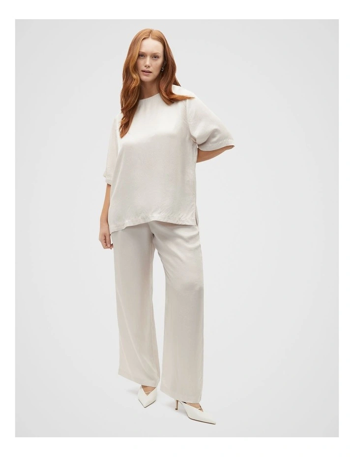 Textured Satin Top in Cream image 6