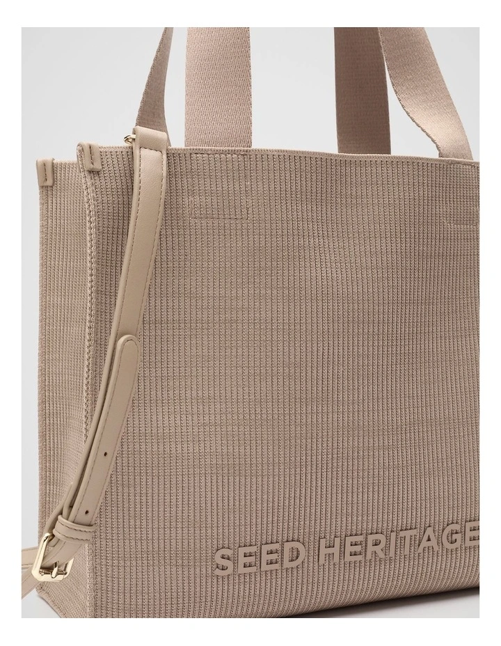 Small Knit Tote in Cookie image 4