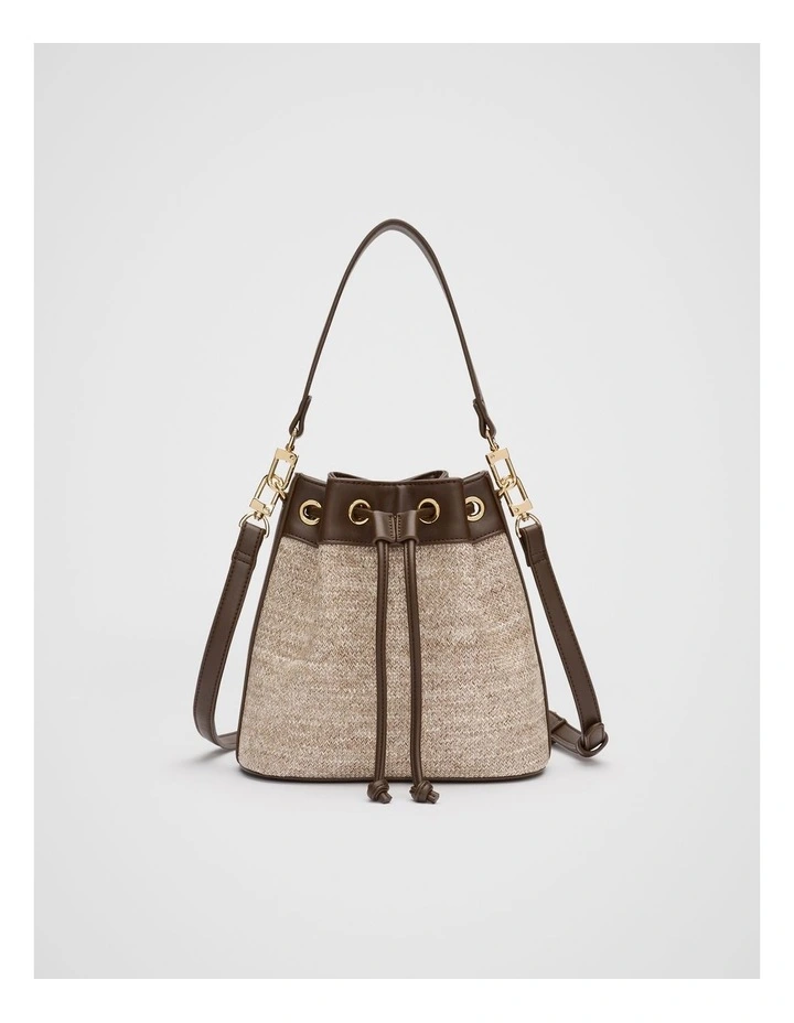 Mini Woven Bucket Bag in Dark Espresso image 1