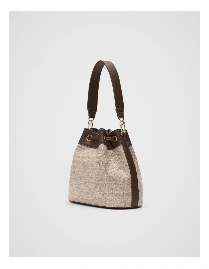 Mini Woven Bucket Bag in Dark Espresso image 3