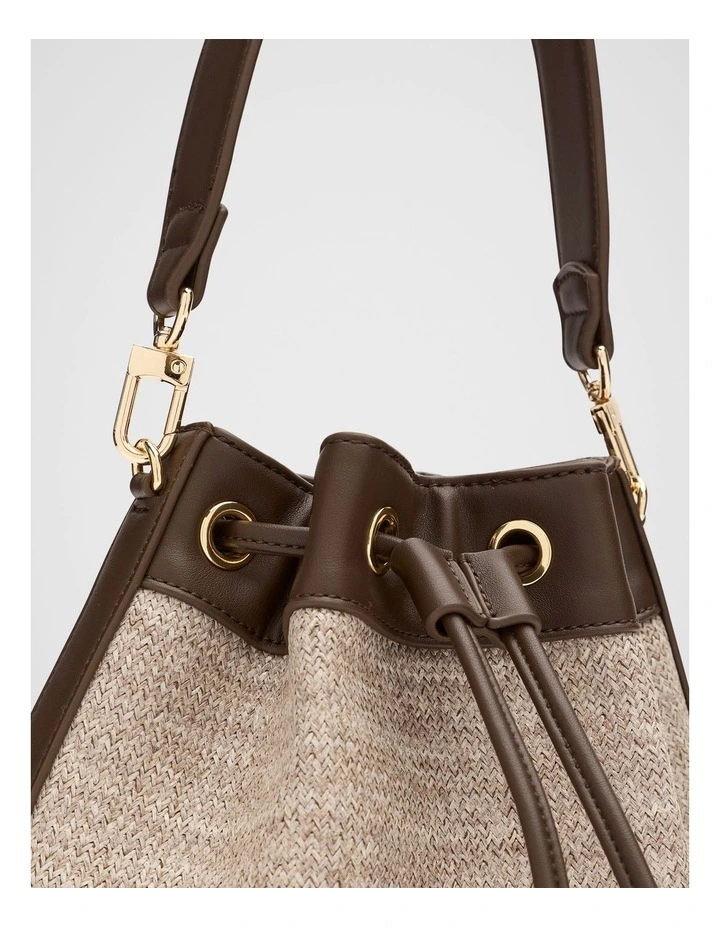 Mini Woven Bucket Bag in Dark Espresso image 4