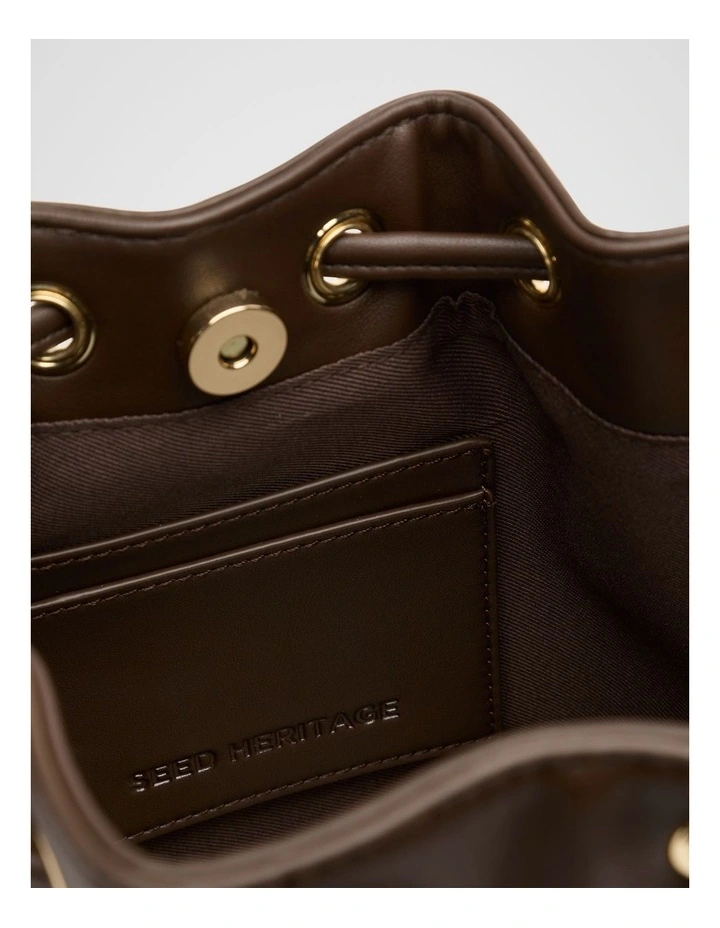 Mini Woven Bucket Bag in Dark Espresso image 5