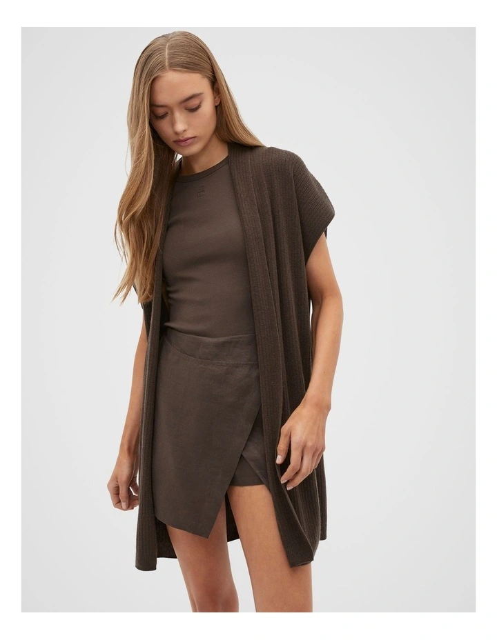Rib Knit Poncho in Dark Espresso image 1