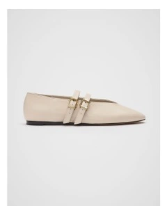 Astrid Double Strap Ballet Flat in Cream