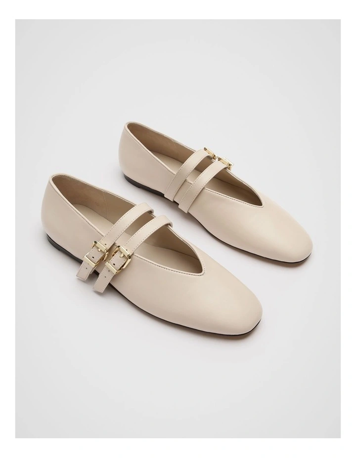 Astrid Double Strap Ballet Flat in Cream image 3