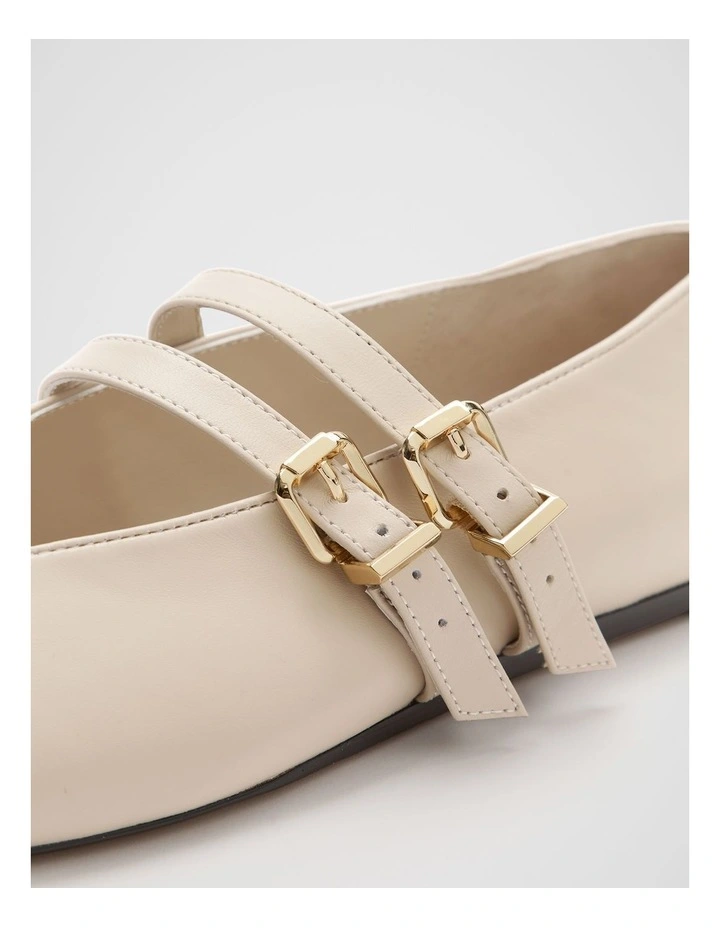 Astrid Double Strap Ballet Flat in Cream image 4