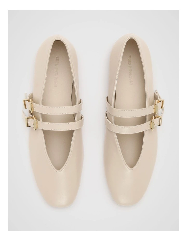 Astrid Double Strap Ballet Flat in Cream image 5