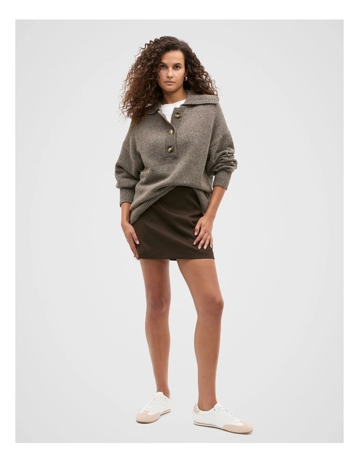 Oversized Twist Slouch Polo Jumper in Brown image 4