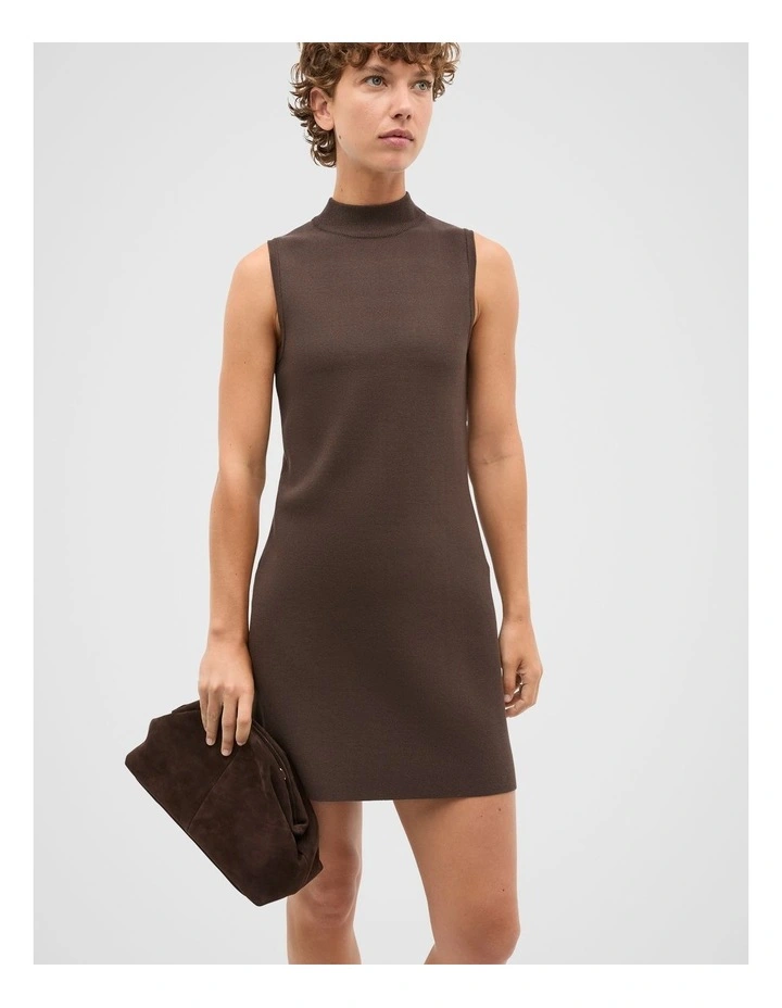 Suede Leather Rounded Clutch in Dark Espresso image 2
