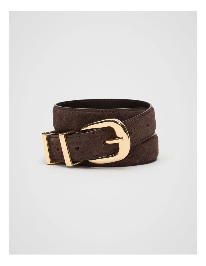 Hallie Suede Metal Keeper Belt in Dark Espresso image 1