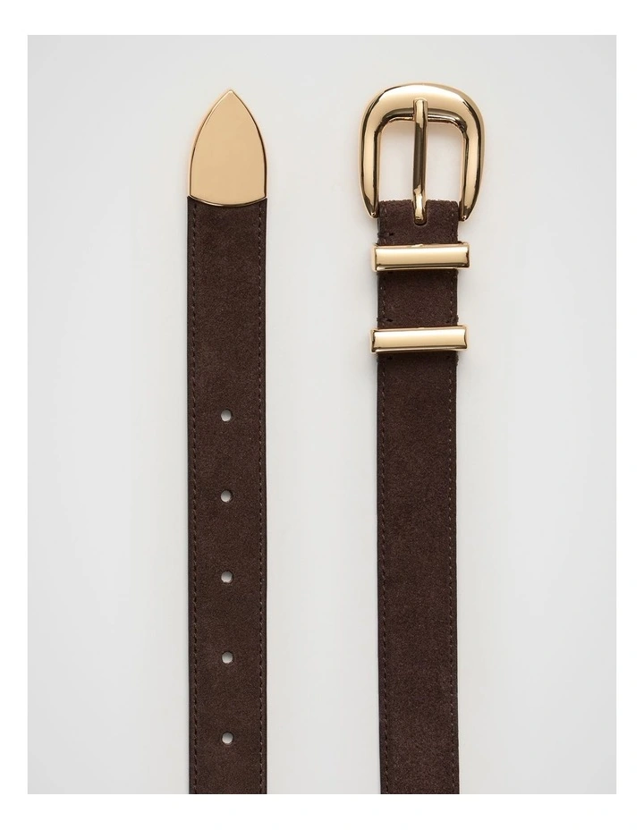 Hallie Suede Metal Keeper Belt in Dark Espresso image 3