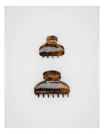 Mini Hair Claw Set in Dark Tort