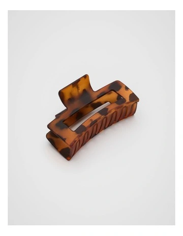 Mini Rectangle Hair Claw in Brown