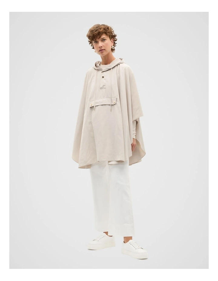 Packable Rain Poncho in Cream image 1