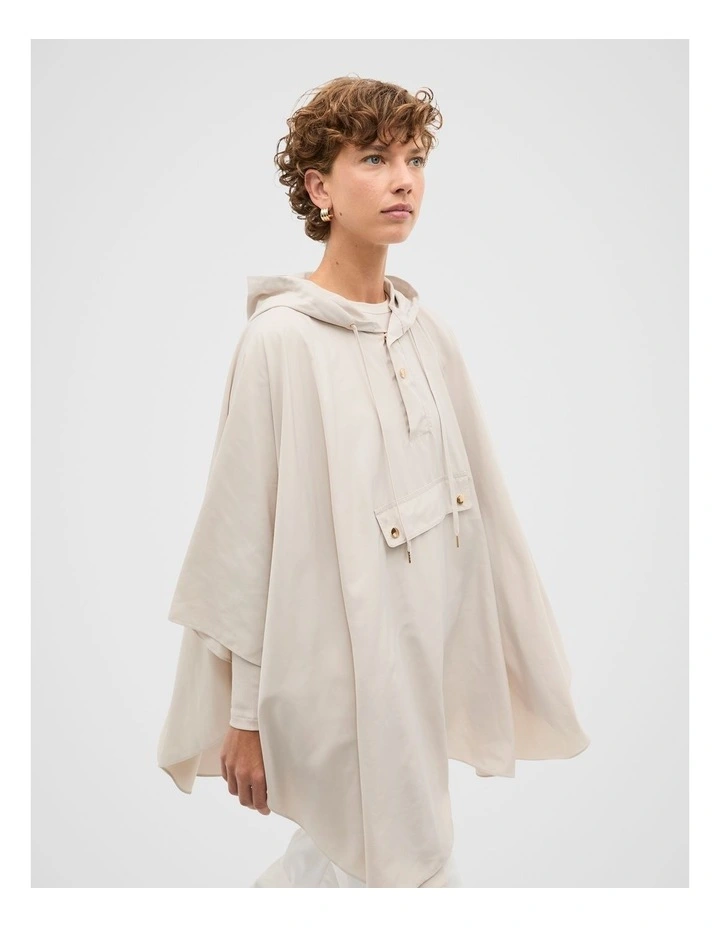 Packable Rain Poncho in Cream image 3