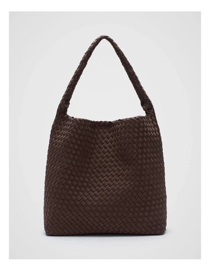 Woven Textured Tote Bag in Dark Espresso image 1