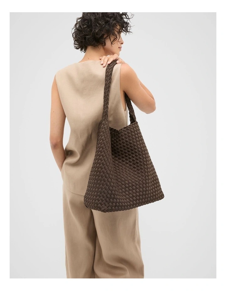Woven Textured Tote Bag in Dark Espresso image 2