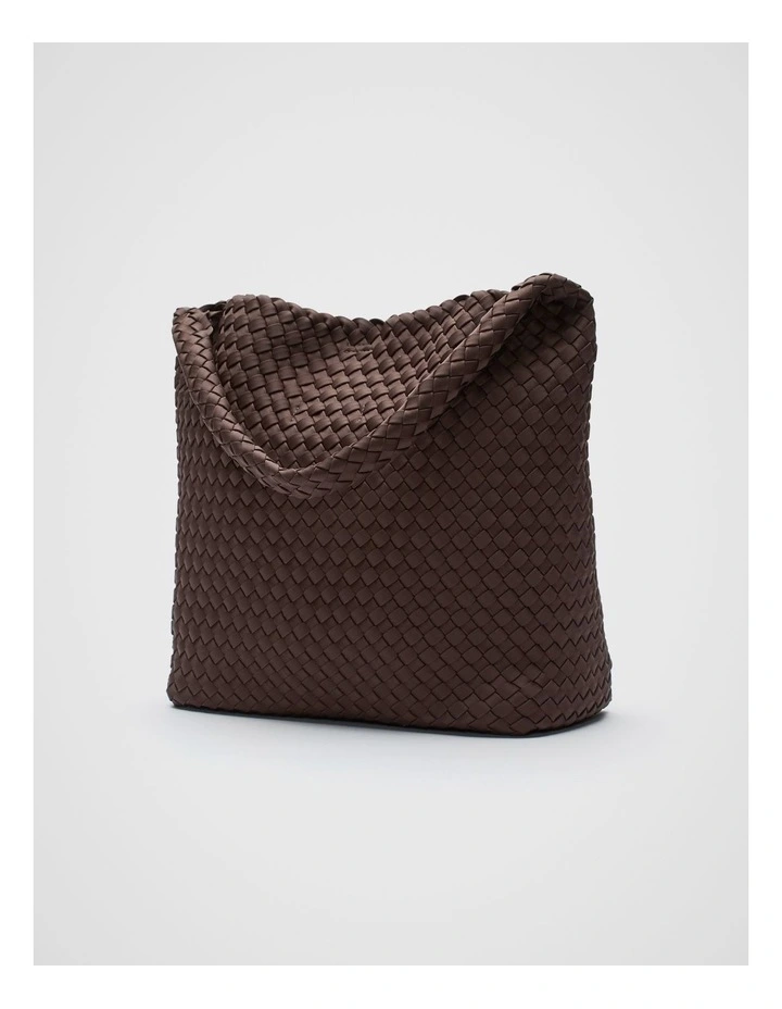 Woven Textured Tote Bag in Dark Espresso image 3